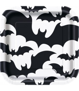 Halloween 'Black Bats' Small Square Paper Plates (10ct)