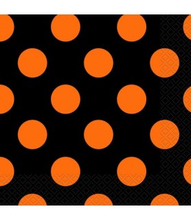 Halloween 'Orange and Black Polka Dots' Small Napkins (16ct)