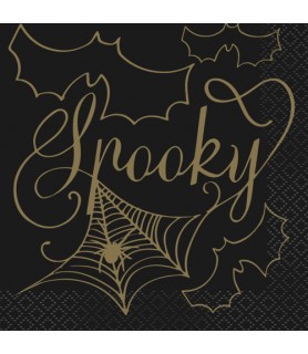 Halloween 'Black and Gold Spider Web' Small Napkins (16ct)