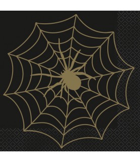 Halloween 'Black and Gold Spider Web' Lunch Napkins (16ct)