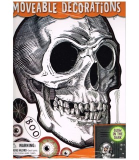 Halloween Skull Glow In The Dark Moveable Sticker Decorations (1 sheet)