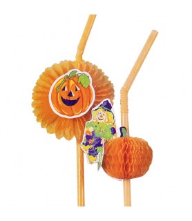 Halloween 'Scarecrow N' Pals' Plastic Straws (8ct)