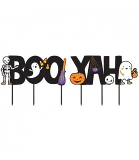 Halloween 'Booyah' Corrugate Plastic Yard Stake Decorations (4pc)