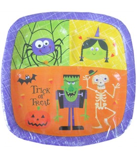 Halloween 'Spooky Friends' Large Paper Pocket Plates (8ct)