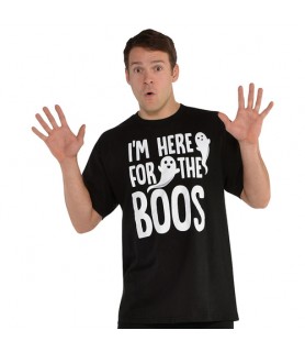 Halloween 'Here for the Boos' Adult T-Shirt (Extra Large)