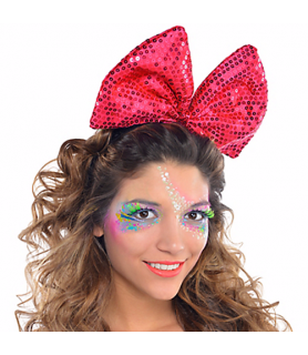Halloween Pink Sequin Light-Up Bow Headband (1ct)
