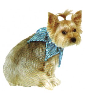 Blue Sequin Pet Neck Scrunchie (Extra Small/Small)