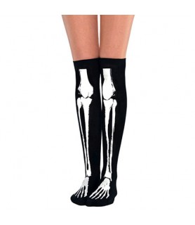 Halloween 'Black and Bone' Skeleton Adult Over the Knee Socks (1 pair)