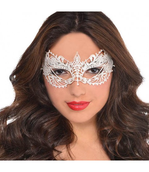 Halloween Adult White Lace Eye Mask (1ct)