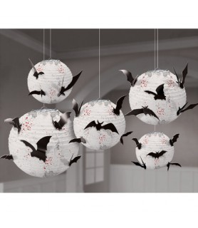 Halloween Deluxe Paper Lanterns w/ Add-Ons (5ct)