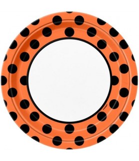 Halloween 'Orange and Black Polka Dots' Large Paper Plates (8ct)