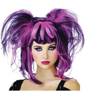 Pink and Black Punk Pixie Wig (1ct)