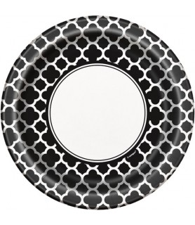 Black Quatrefoil Large Paper Plates (8ct)