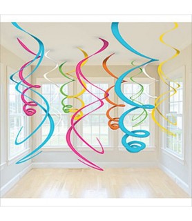 Multi-Colored Hanging Swirl Decorations (12ct)