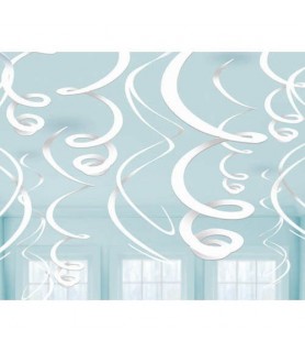 White Hanging Swirl Decorations (12ct)