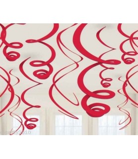 Red Hanging Swirl Decorations (12ct)