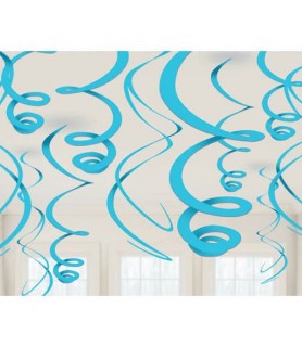 Bright Blue Hanging Swirl Decorations (12ct)