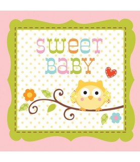 Happi Tree Owl Small Pink Girl Napkins (16ct)