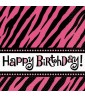 Zebra Stripes 'Pink and Black' Animal Print 'Happy Birthday' Small Napkins (16ct)
