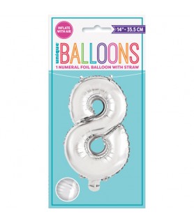 8th Birthday Silver Foil Mylar Balloon (1ct)