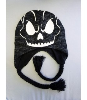 Glow In The Dark Skull Peruvian Style Hat w/ Tassels (1 size, Child)