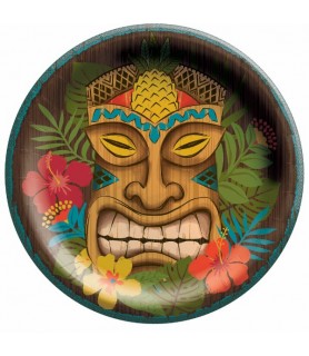 Hawaiian Luau 'Vintage Tiki' Large Paper Plates Party Pack (50ct)