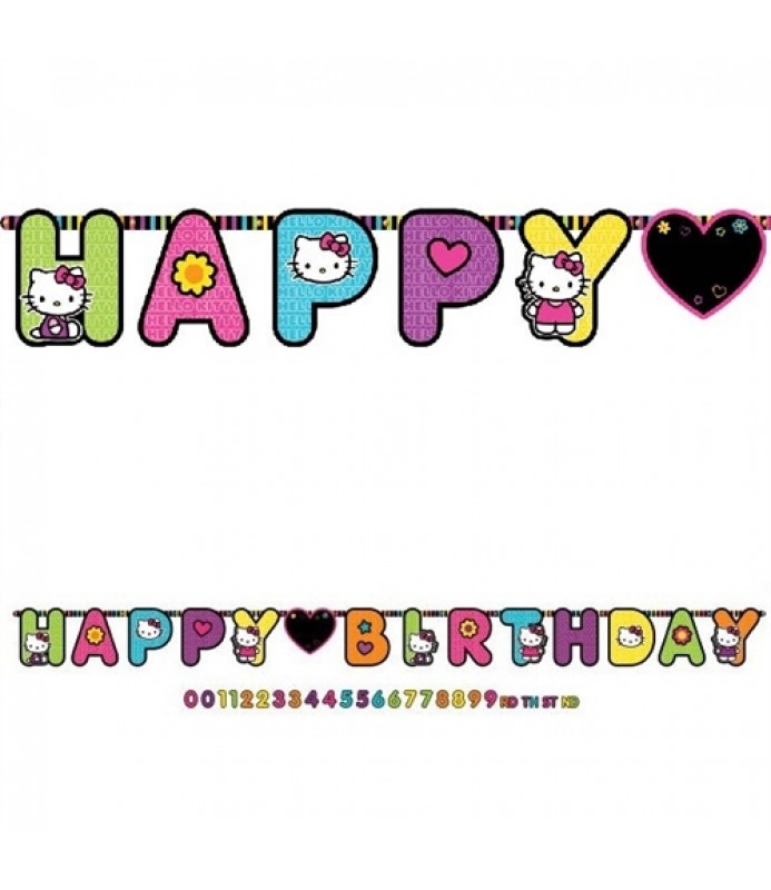 Hello Kitty 'Neon Tween' Jumbo Letter Birthday Banner (1ct)