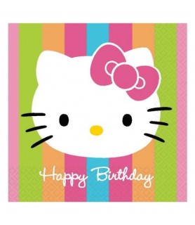 Hello Kitty 'Rainbow Stripes' Happy Birthday Lunch Napkins 3ply (16ct)