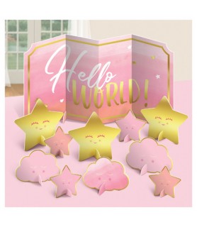 Baby Shower 'Hello World Girl' Deluxe Table Decorating Kit (11pc)