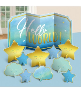 Baby Shower 'Hello World Boy' Deluxe Table Decorating Kit (11pc)