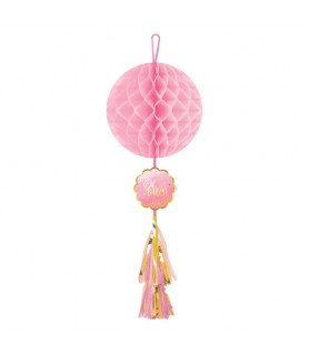 Baby Shower 'Hello World Girl' Deluxe Honeycomb Decoration w/ Tassel (1ct)