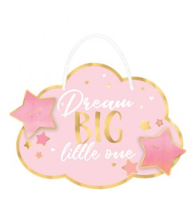 Baby Shower 'Hello World Girl' Deluxe Hanging Sign (1ct)