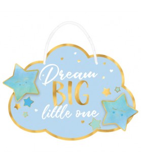 Baby Shower 'Hello World Boy' Deluxe Hanging Sign (1ct)