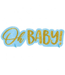 Baby Shower 'Hello World Boy' Glitter Centerpiece (1ct)