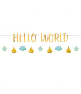 Baby Shower 'Hello World Boy' Banner Kit (2pc)