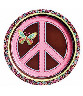 Hippie Chick Small Peace Paper Plates (8ct)