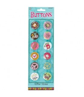 Hippie Chick Buttons / Favors (12ct)