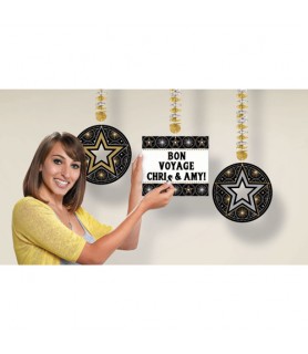 Hollywood 'Glitter Starz' Customizable Hanging Cutout Decorations (3ct)