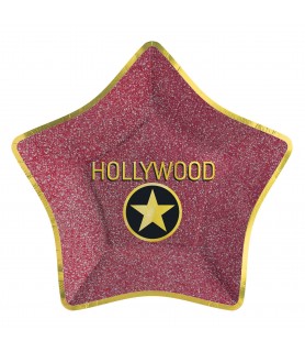 Hollywood Movie Night Star Shaped Metallic Extra Large Paper Plates (8ct)