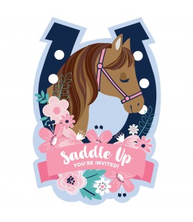 Horse 'Saddle Up' Postcard Invitations with Envelopes, Seals, and Save The Date Stickers (8ct)