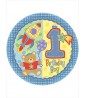 1st Birthday Hugs & Stitches Teddy Bear Large Paper Plates (8ct)