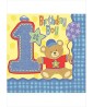 1st Birthday Hugs & Stitches Teddy Bear 2-ply Small Napkins (16ct)