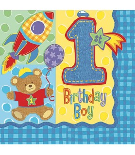 1st Birthday Hugs & Stitches Teddy Bear Lunch Napkins (16ct)
