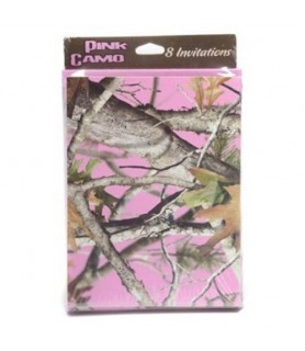 Hunting and Fishing 'Pink Camo' Invitations w/ Envelopes (8ct)