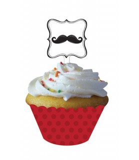 Mustache Madness Cupcake Wrappers w/ Toppers (12ct each)