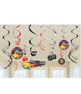 I Love Rock and Roll 'Classic 50s' Hanging Swirl Decorations (12pc)