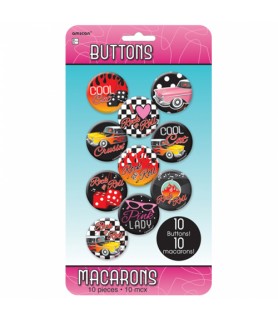 I Love Rock and Roll 'Classic 50s' Buttons / Favors (10ct)