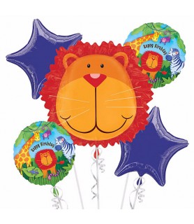 Jungle Animals Foil Mylar Balloon Bouquet (5pc)
