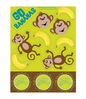 Jungle Animals 'Monkeyin Around' Stickers (4 sheets)