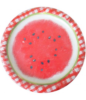 Watermelon Check Large Paper Plates (8ct)